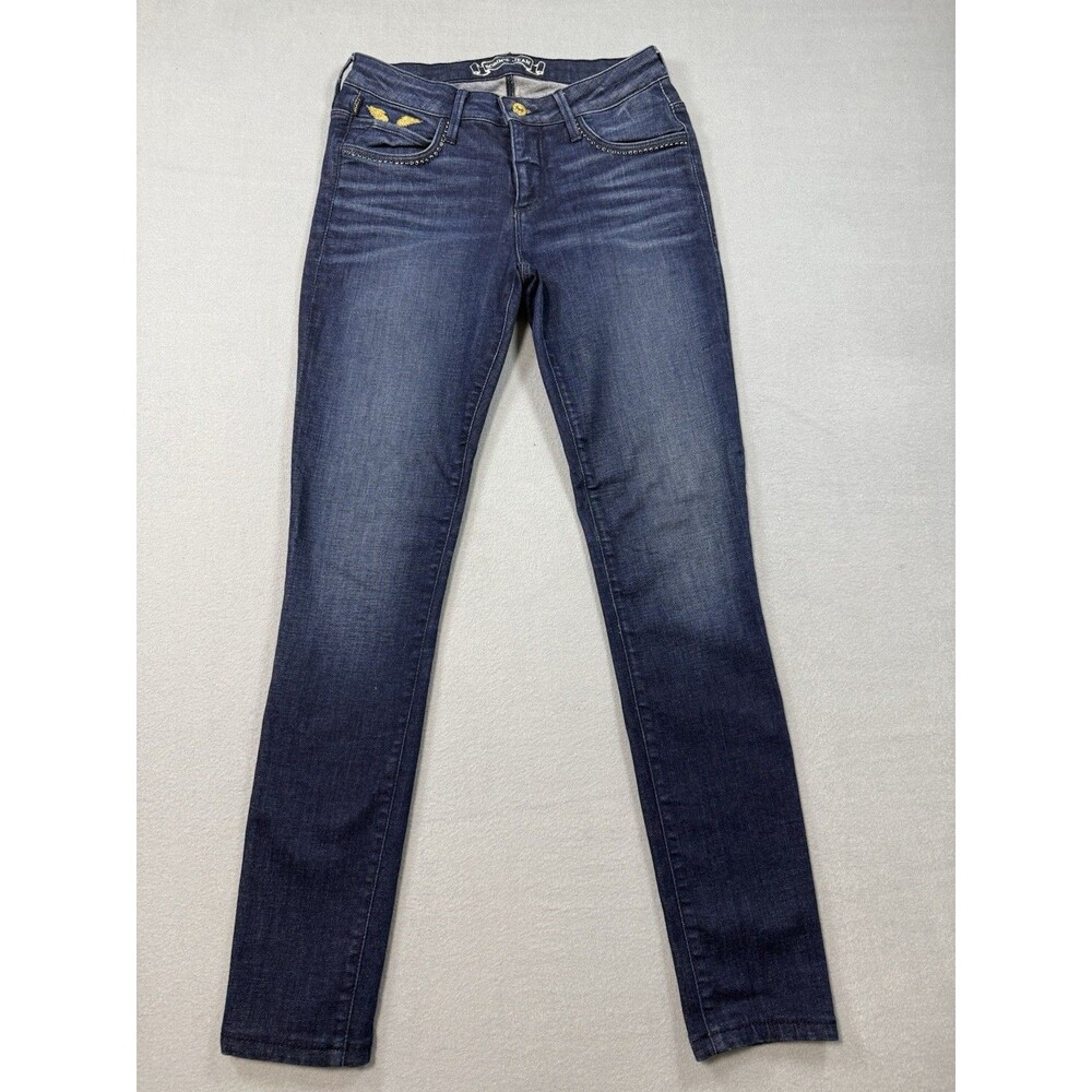 Robin's Jean Cassie Skinny Size 26 Dark Wash Gold Wing Stud Embellished USA
